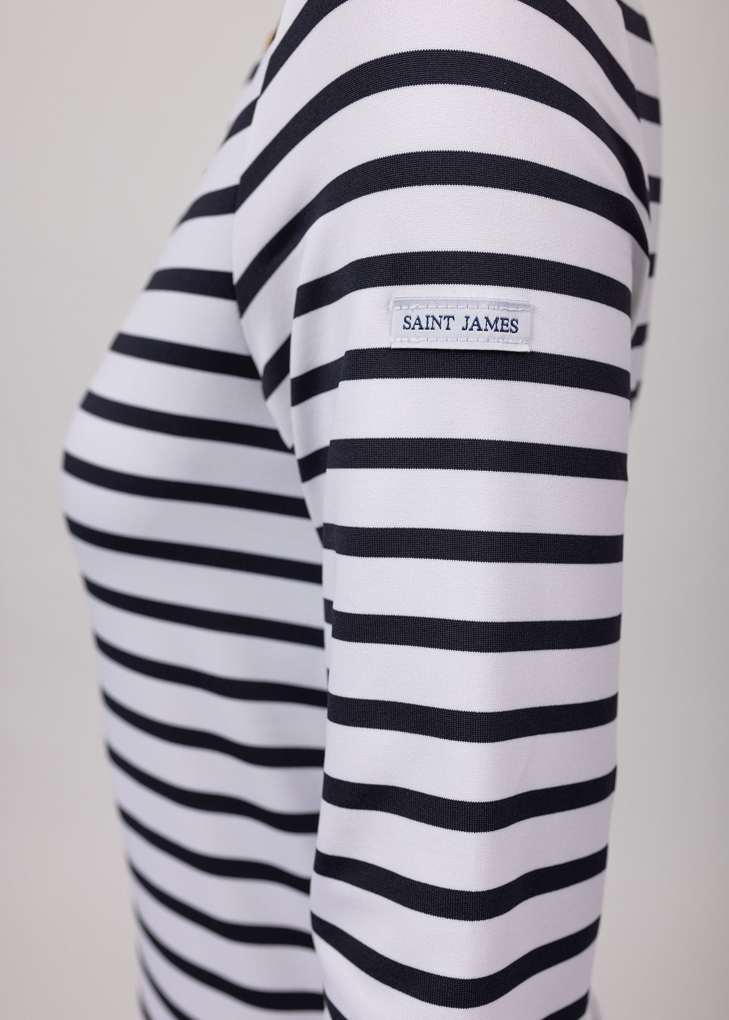 Saint James PHARE - Boat Neck Striped Tunic with Slits | Stretch fabric with UV Protection (WHITE / NAVY)