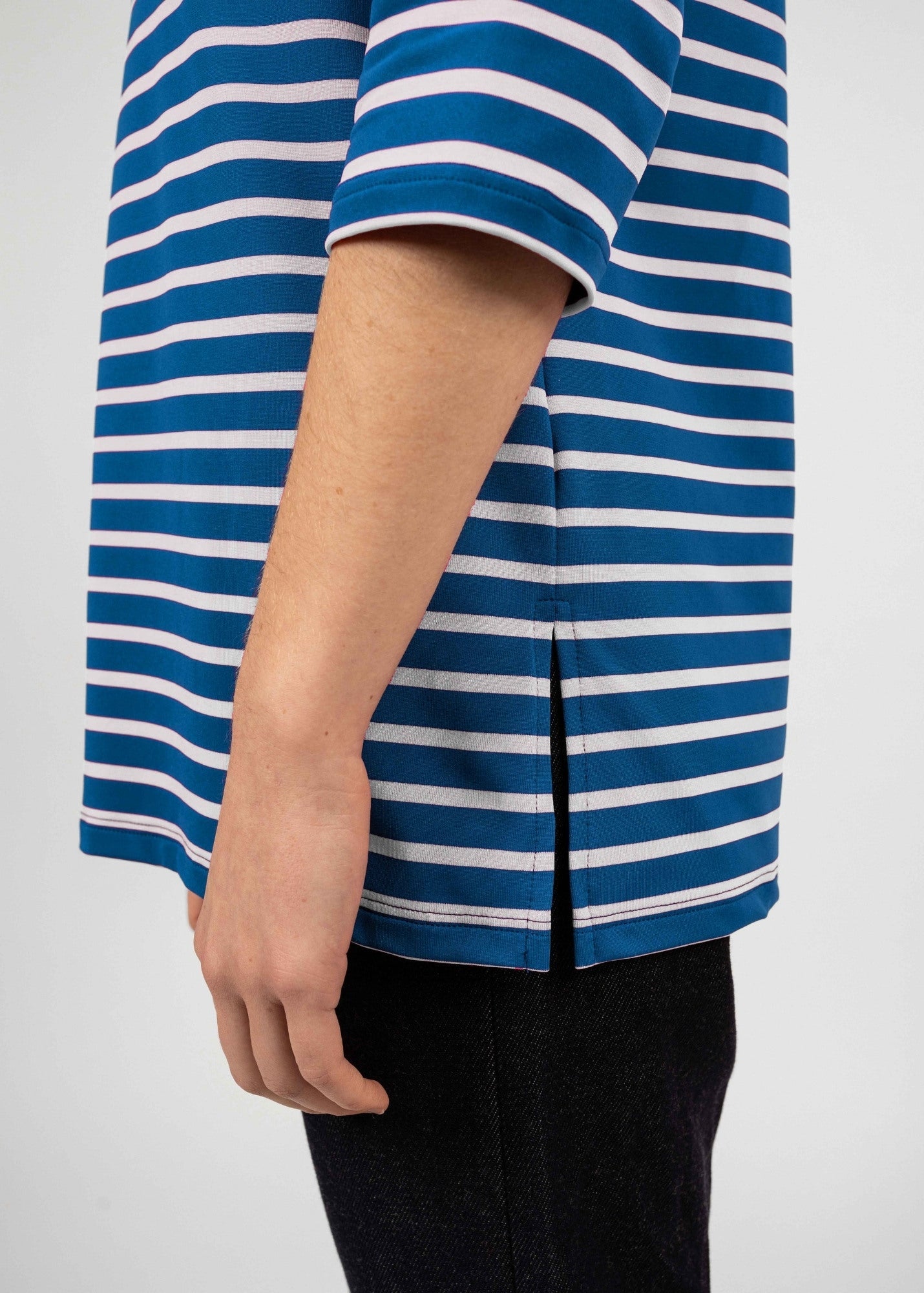 Saint James PHARE - Boat Neck Striped Tunic with Slits | Stretch fabric with UV Protection (DEEP TEAL / IVORY)