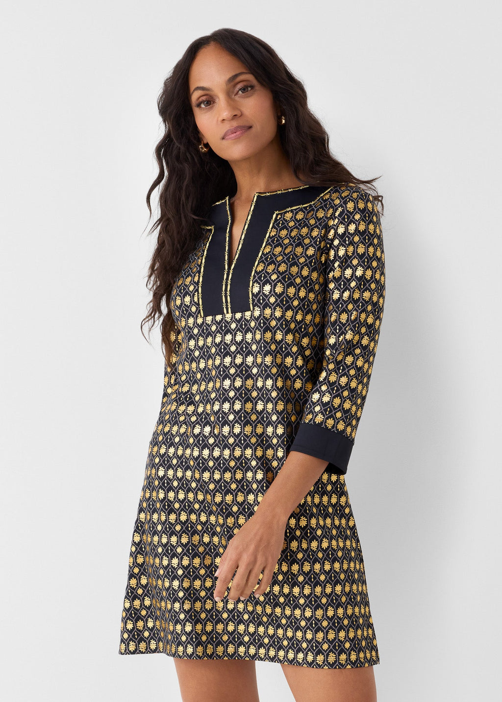 Cabana Life Tunic Dress, Black Metallic