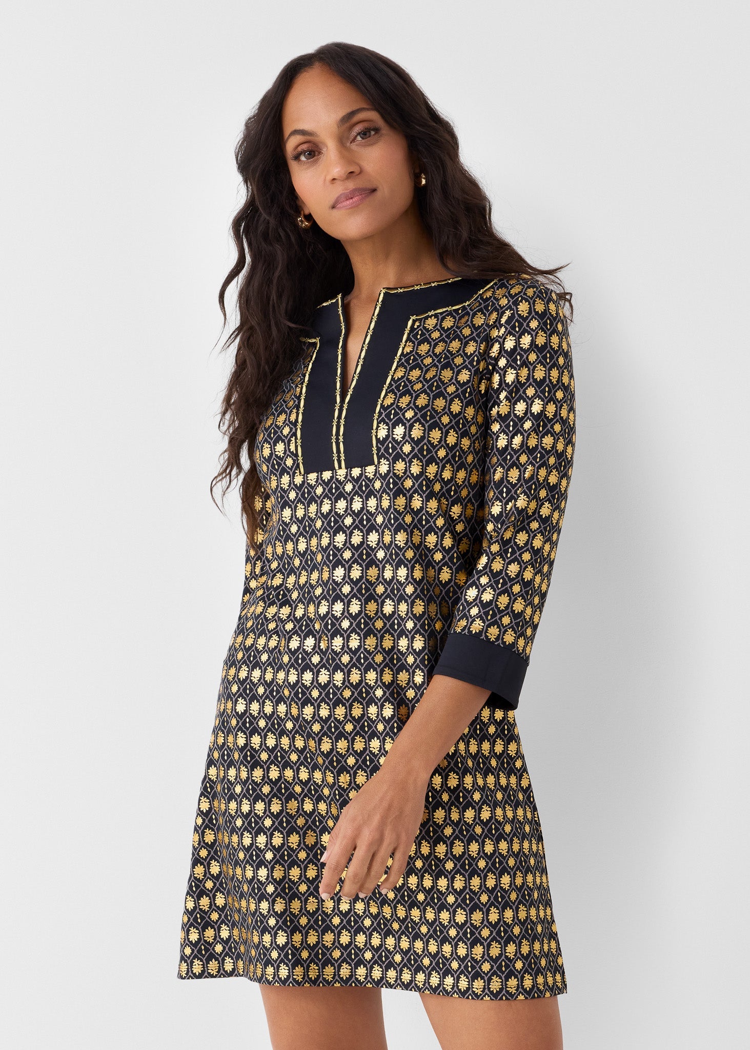 Cabana Life Tunic Dress, Black Metallic