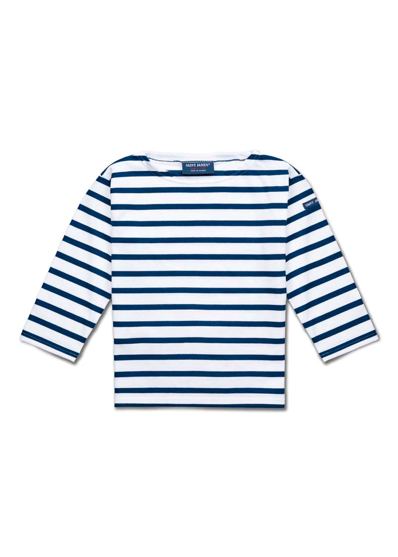 Saint James MINQUIERS KIDS - Authentic Breton Shirt for Kids in Soft Cotton (WHITE / NAVY)