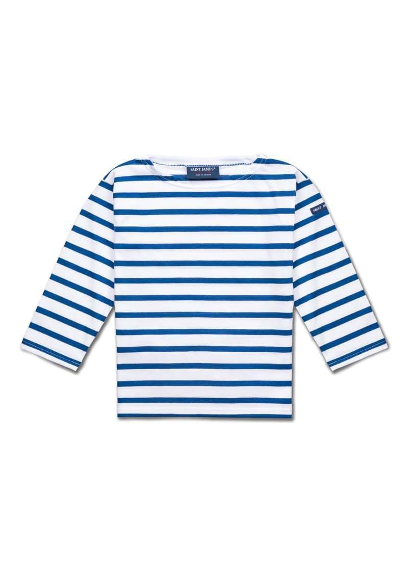 Saint James MINQUIERS KIDS - Authentic Breton Shirt for Kids in Soft Cotton (WHITE / ROYAL BLUE)