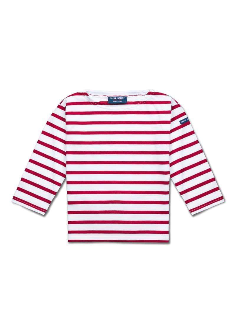 Saint James MINQUIERS KIDS - Authentic Breton Shirt for Kids in Soft Cotton (WHITE / RED)