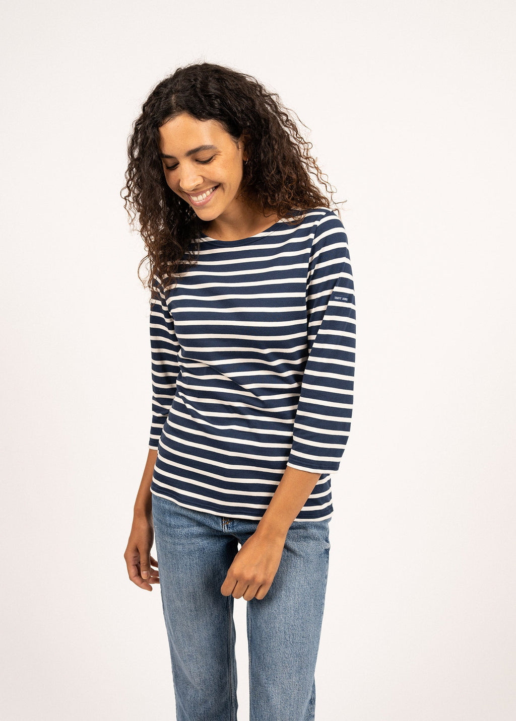 Saint James GALATHEE II - Breton Striped Top with ¾ Sleeve | Soft Cotton | Women Fit (NAVY / ECRU)