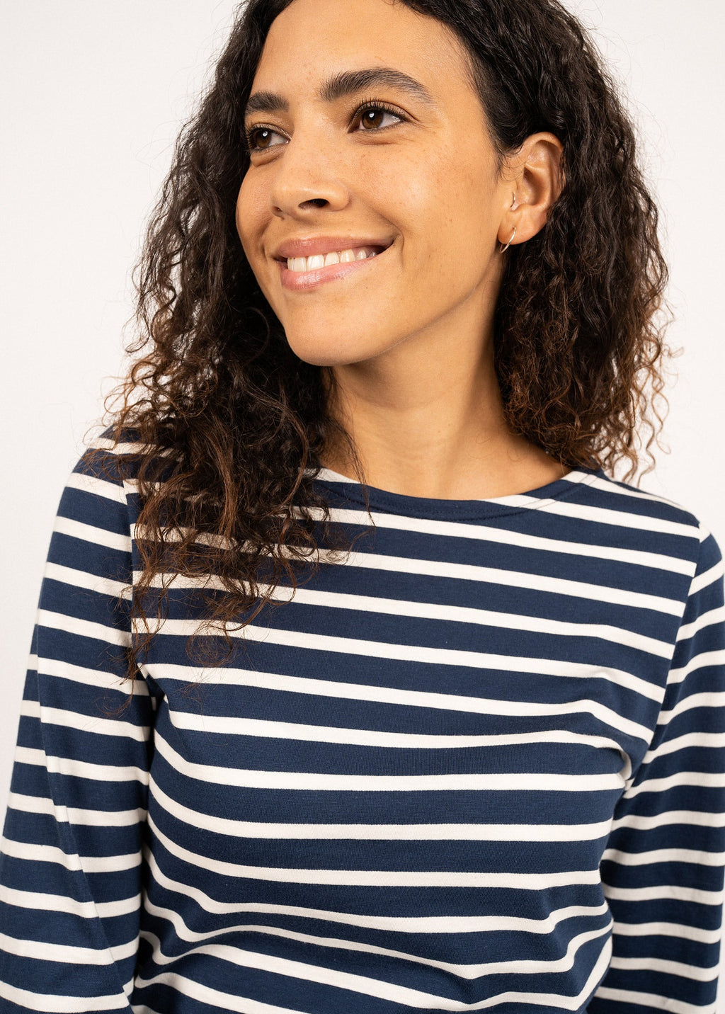 Saint James GALATHEE II - Breton Striped Top with ¾ Sleeve | Soft Cotton | Women Fit (NAVY / ECRU)