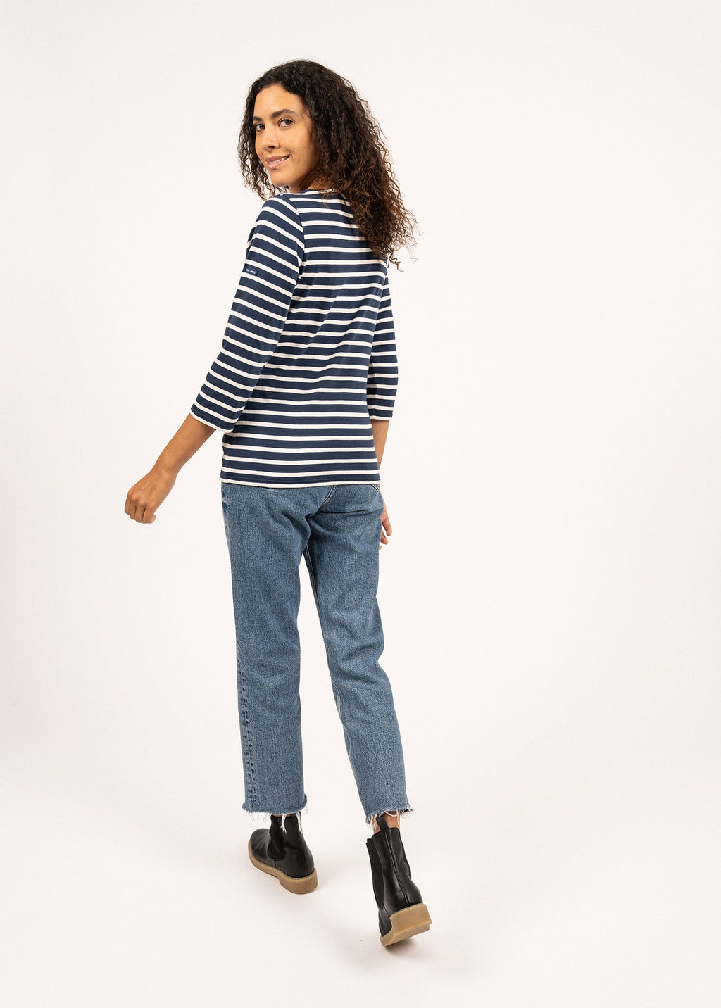 Saint James GALATHEE II - Breton Striped Top with ¾ Sleeve | Soft Cotton | Women Fit (NAVY / ECRU)