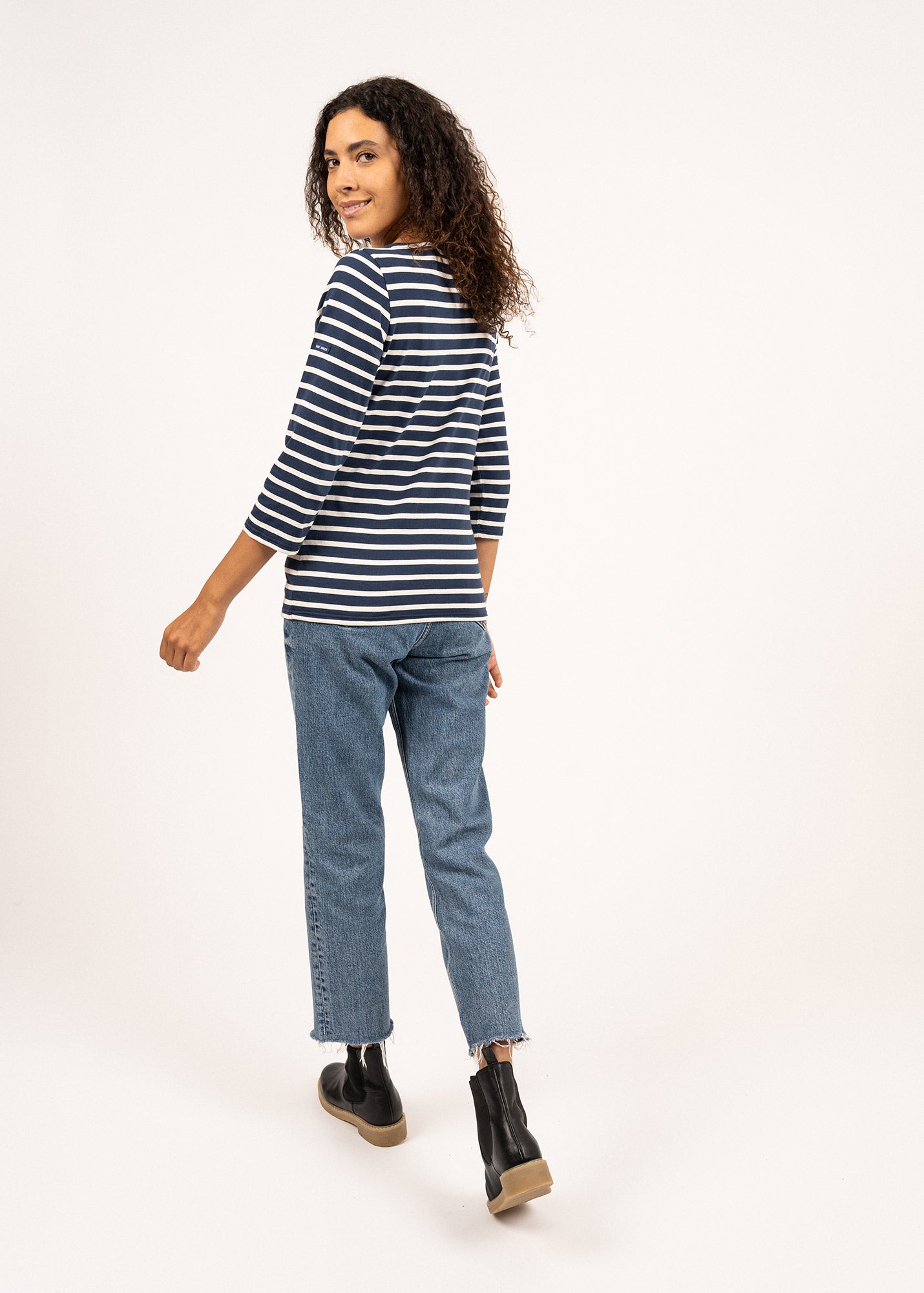 Saint James GALATHEE II - Breton Striped Top with ¾ Sleeve | Soft Cotton | Women Fit (NAVY / ECRU)