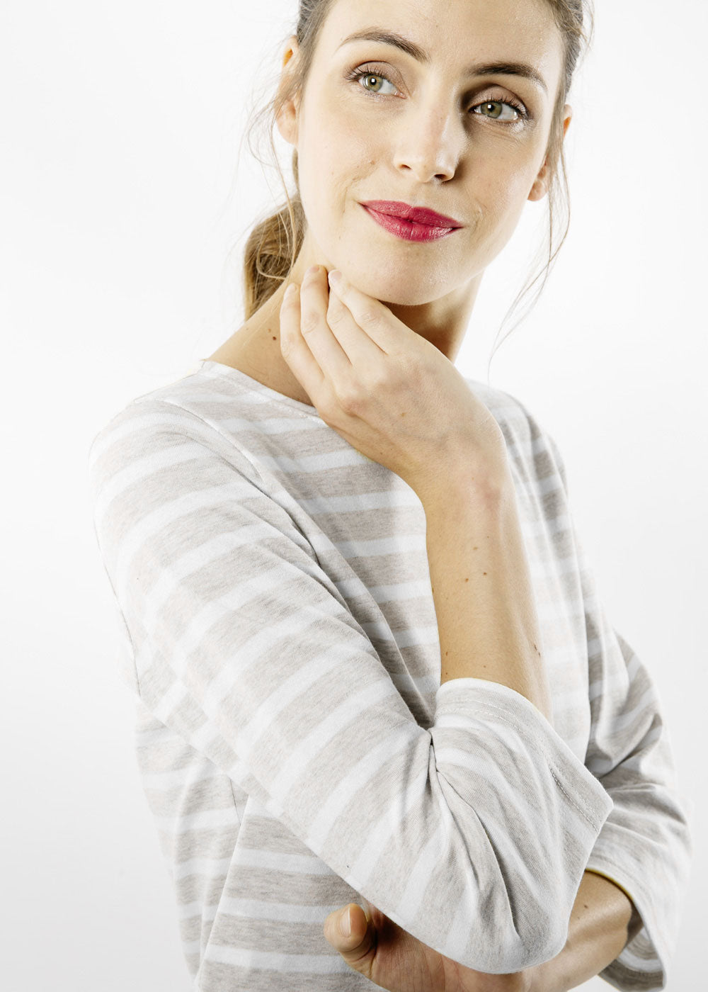 Saint James GALATHEE II - Breton Striped Top with ¾ Sleeve | Soft Cotton | Women Fit (OATMEAL / WHITE)