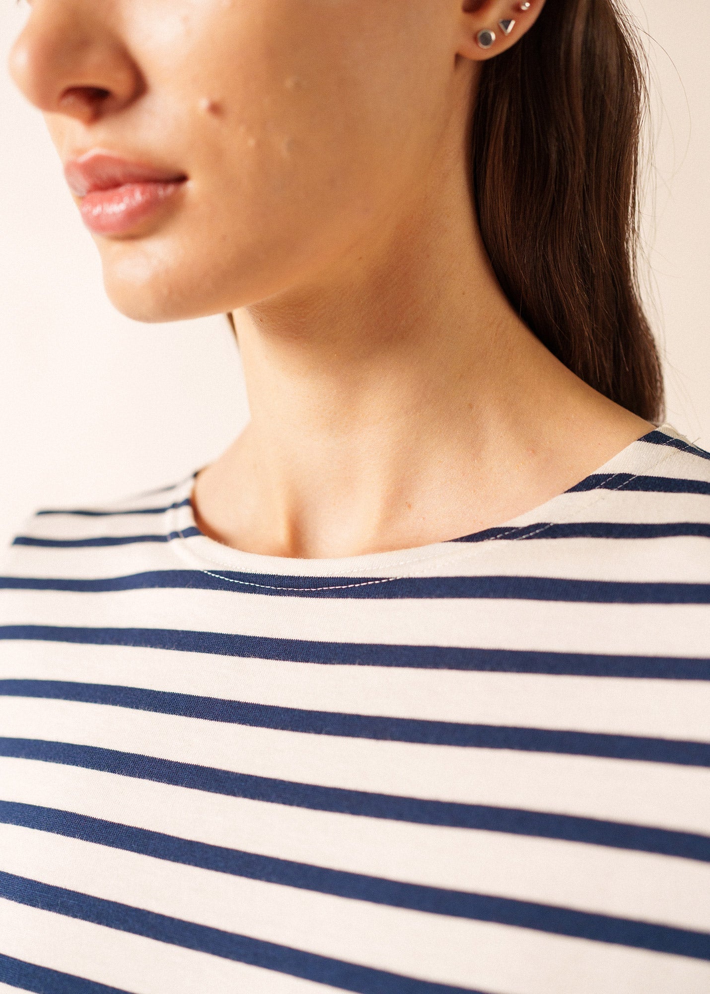 Saint James GALATHEE II - Breton Striped Top with ¾ Sleeve | Soft Cotton | Women Fit (ECRU / NAVY)