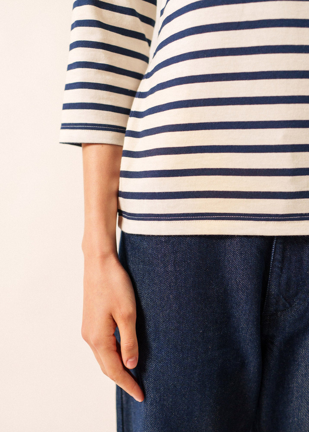 Saint James GALATHEE II - Breton Striped Top with ¾ Sleeve | Soft Cotton | Women Fit (ECRU / NAVY)
