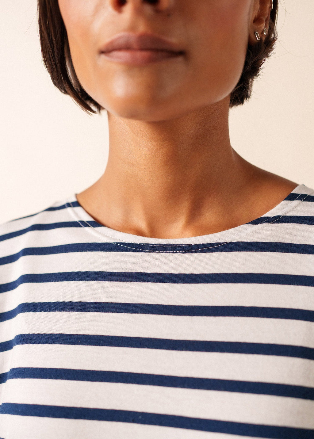Saint James GALATHEE II - Breton Striped Top with ¾ Sleeve | Soft Cotton | Women Fit (WHITE / NAVY)