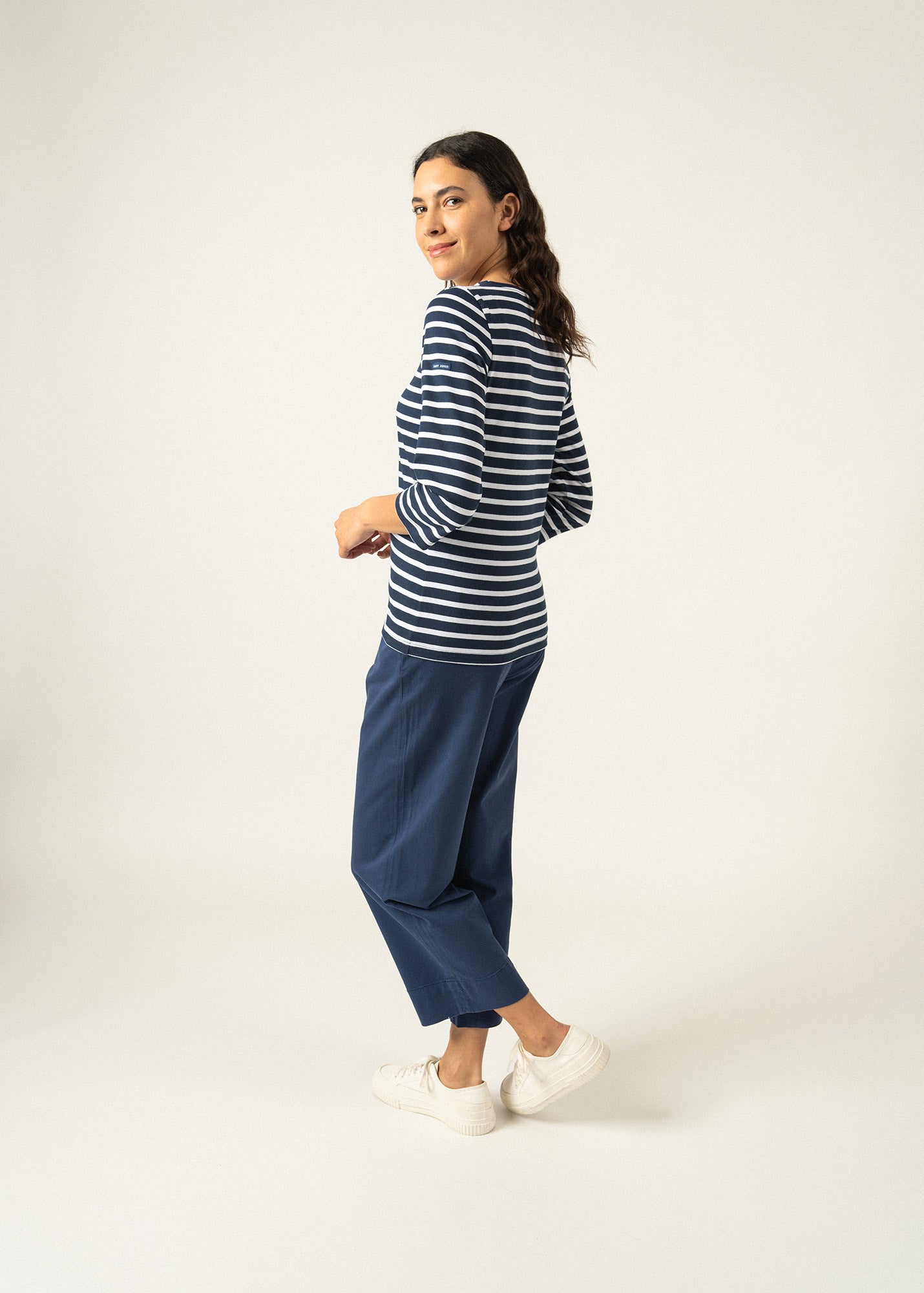 Saint James GALATHEE II - Breton Striped Top with ¾ Sleeve | Soft Cotton | Women Fit (NAVY / WHITE)