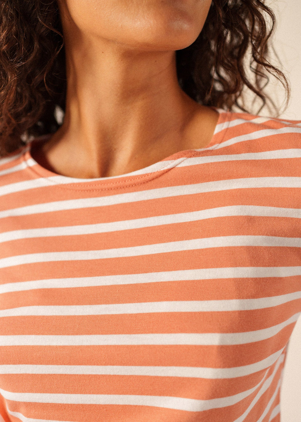 Saint James GALATHEE II Breton Striped Top  (CLAY / WHITE)