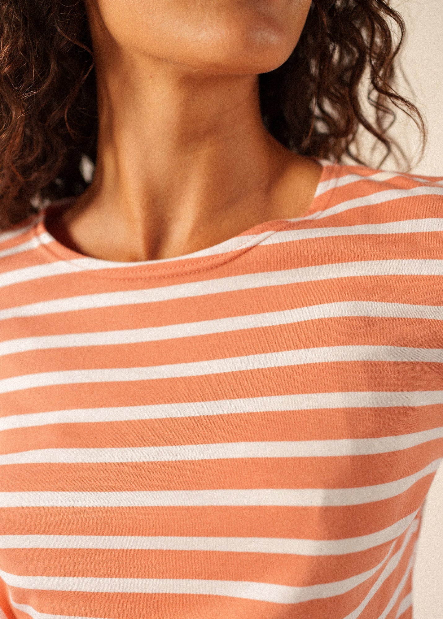 Saint James GALATHEE II Breton Striped Top  (CLAY / WHITE)