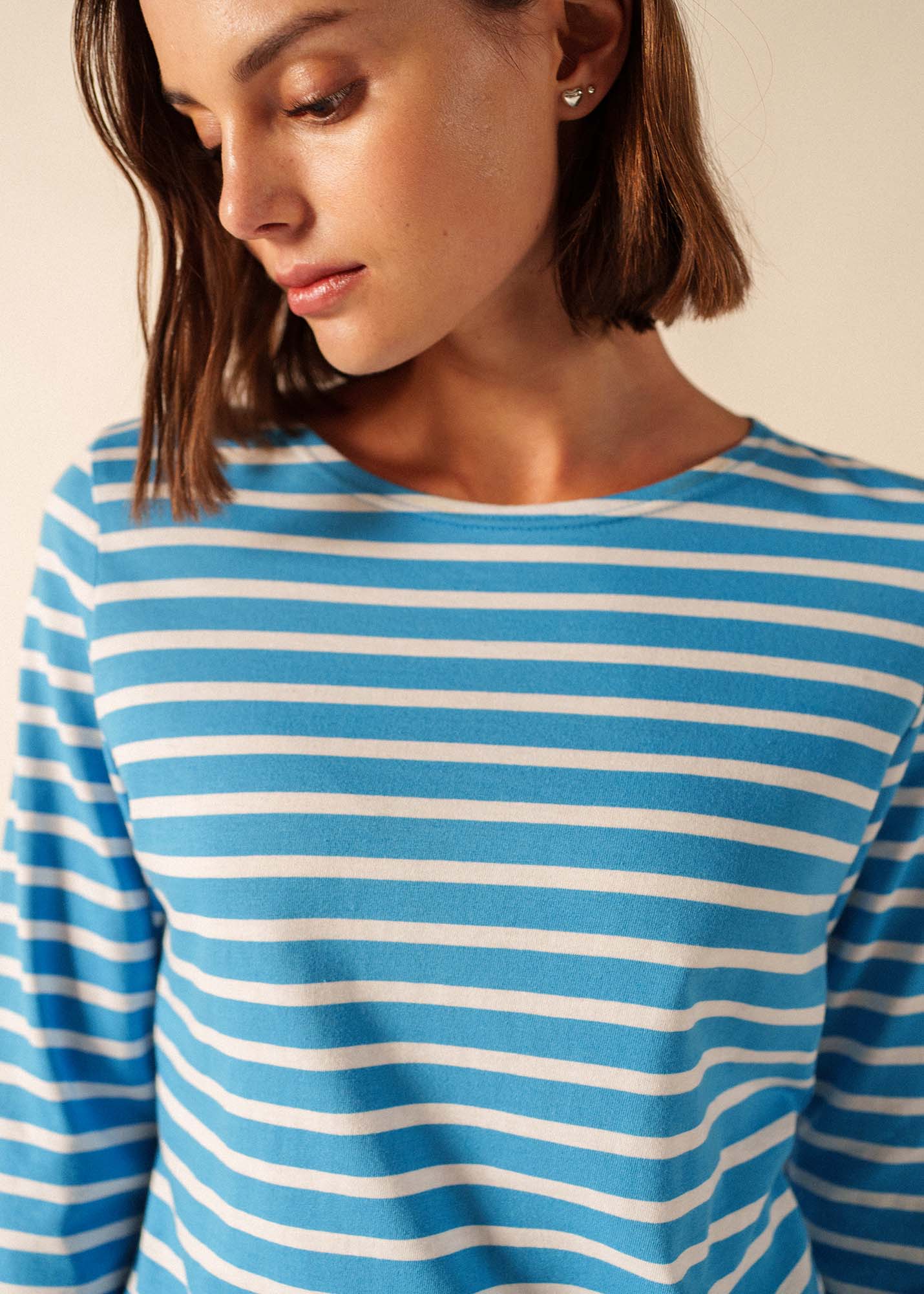 Saint James GALATHEE II Breton Striped Top  (CAPRI BLUE / WHITE)