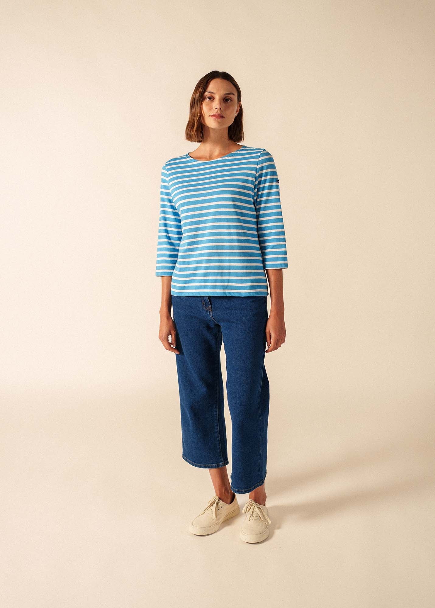 Saint James GALATHEE II Breton Striped Top  (CAPRI BLUE / WHITE)