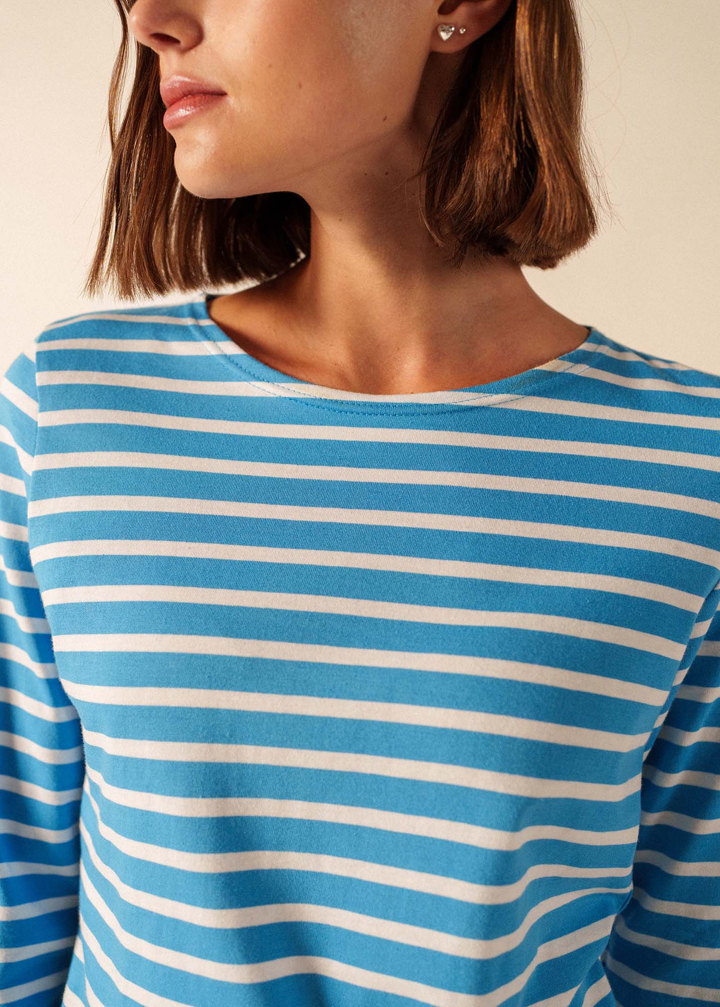 Saint James GALATHEE II Breton Striped Top  (CAPRI BLUE / WHITE)