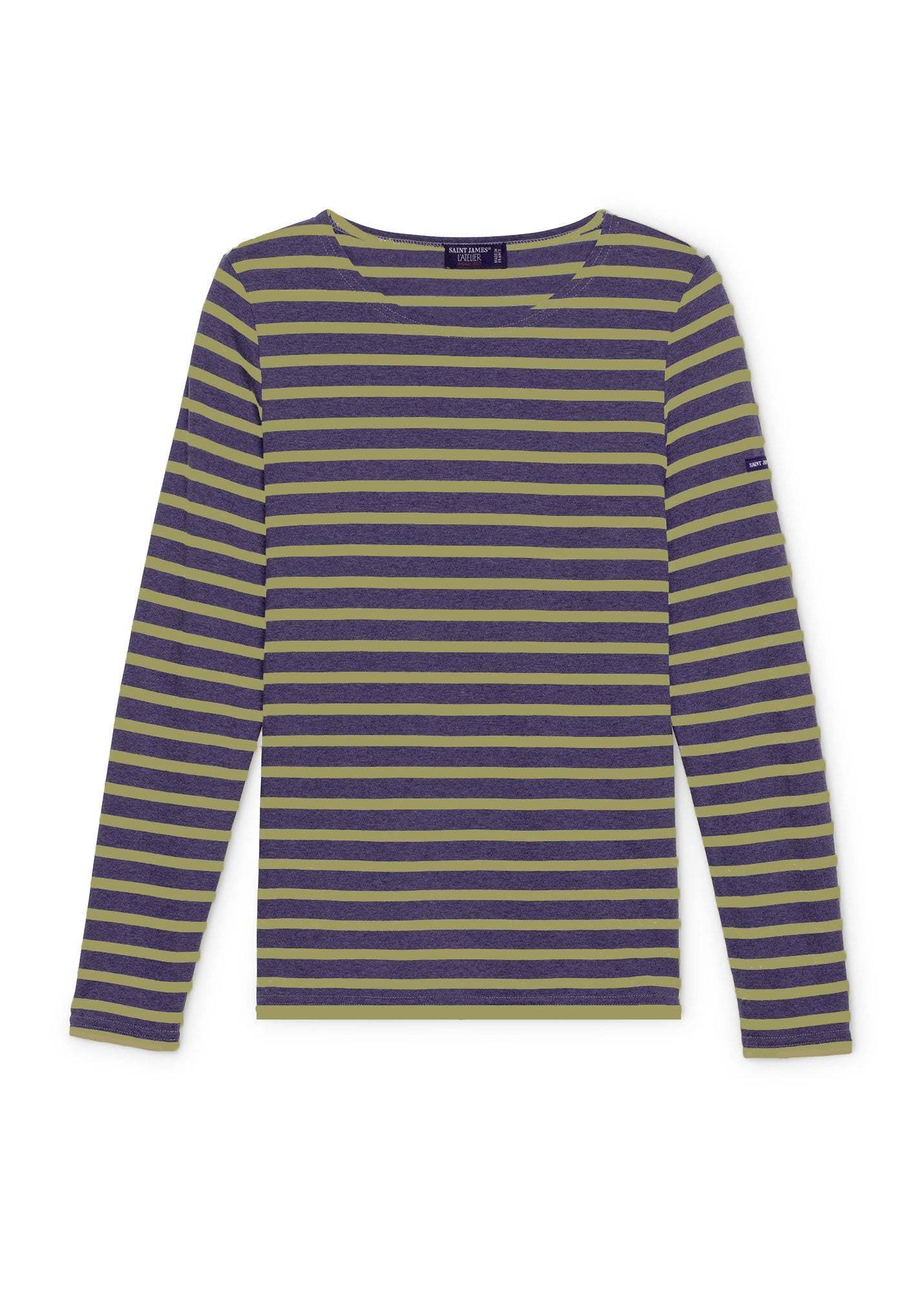 Saint James MERIDAME II - Authentic Breton Shirt | Heavyweight Cotton | Women Fit (DENIM BLUE /OLIVE GREEN)