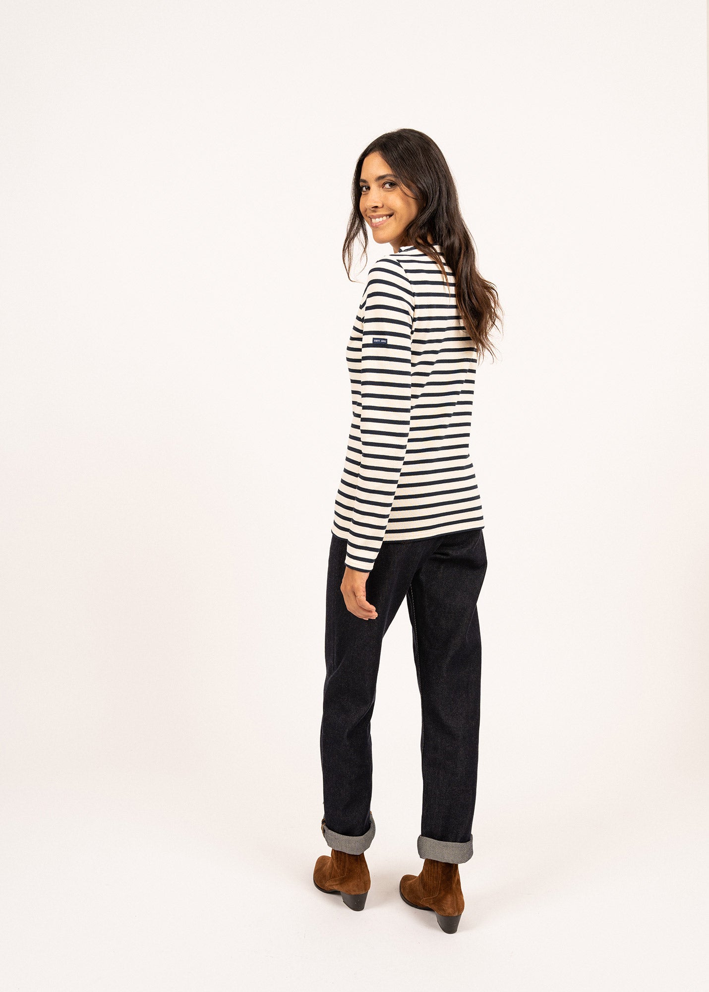 Saint James MERIDAME II - Authentic Breton Shirt | Heavyweight Cotton | Women Fit (ECRU / NAVY)