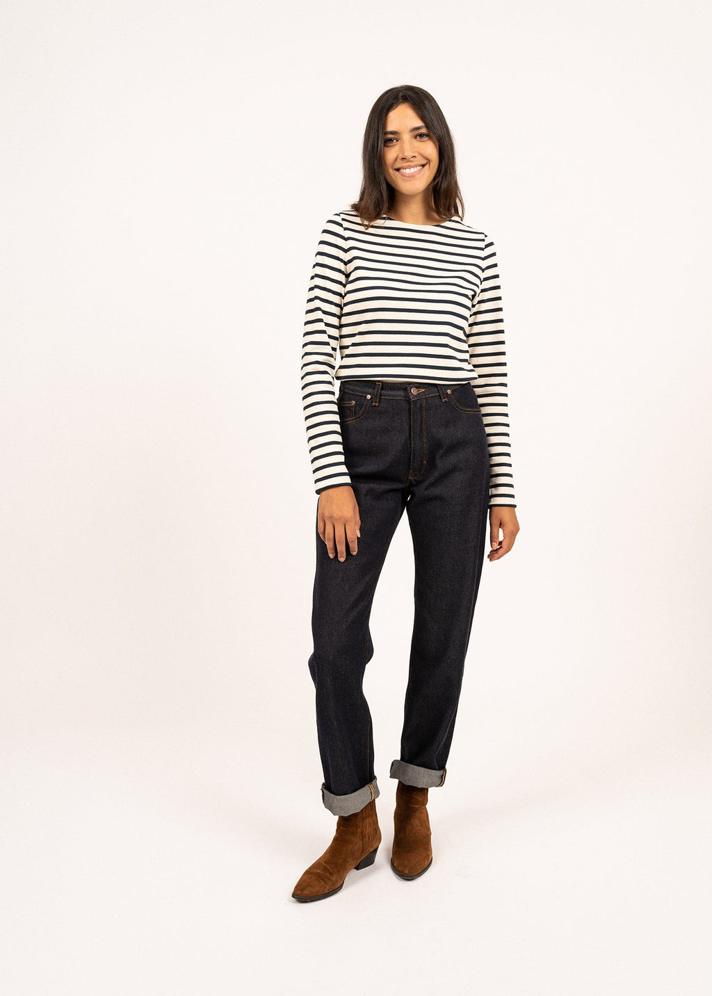 Saint James MERIDAME II - Authentic Breton Shirt | Heavyweight Cotton | Women Fit (ECRU / NAVY)