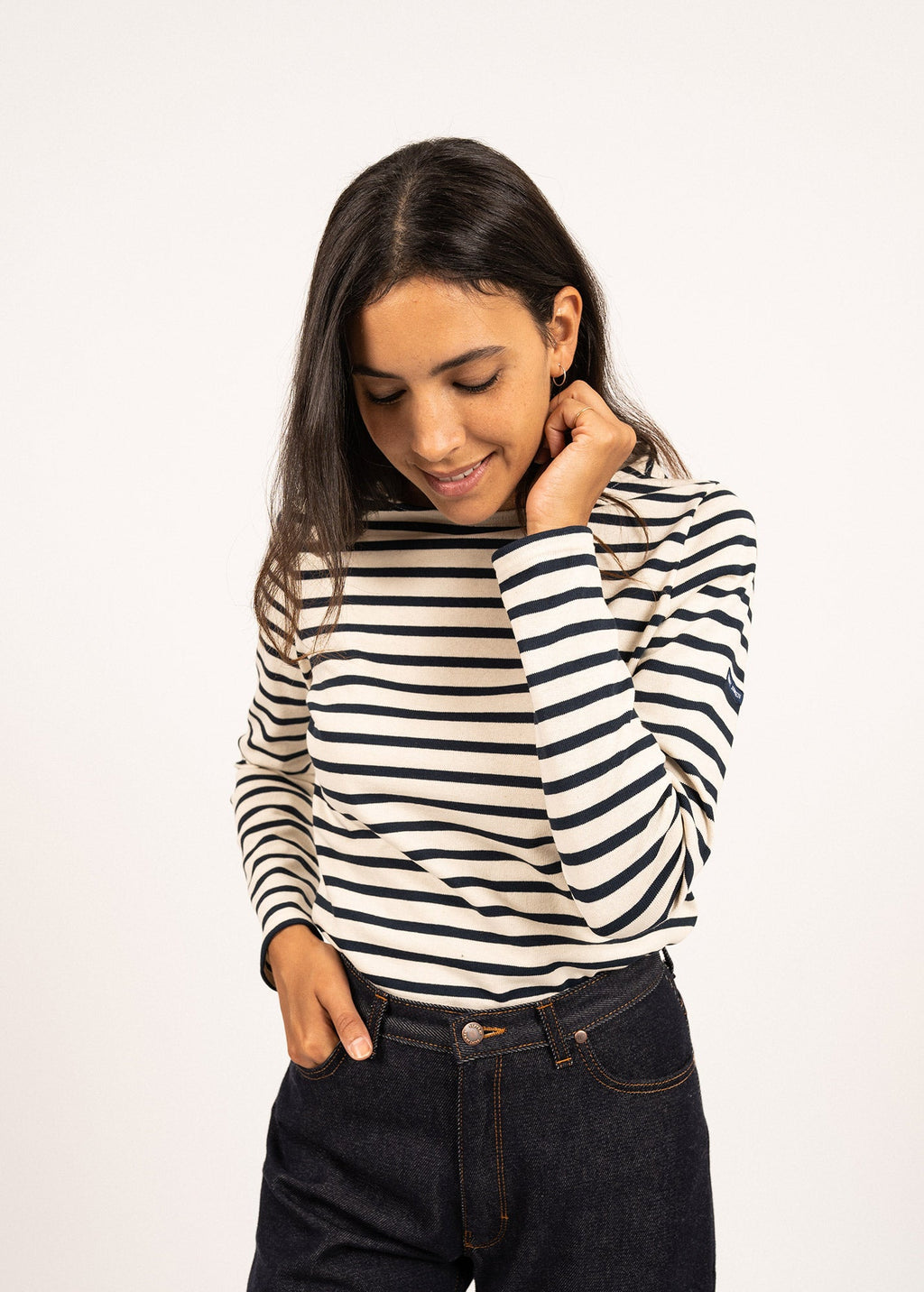 Saint James MERIDAME II - Authentic Breton Shirt | Heavyweight Cotton | Women Fit (ECRU / NAVY)
