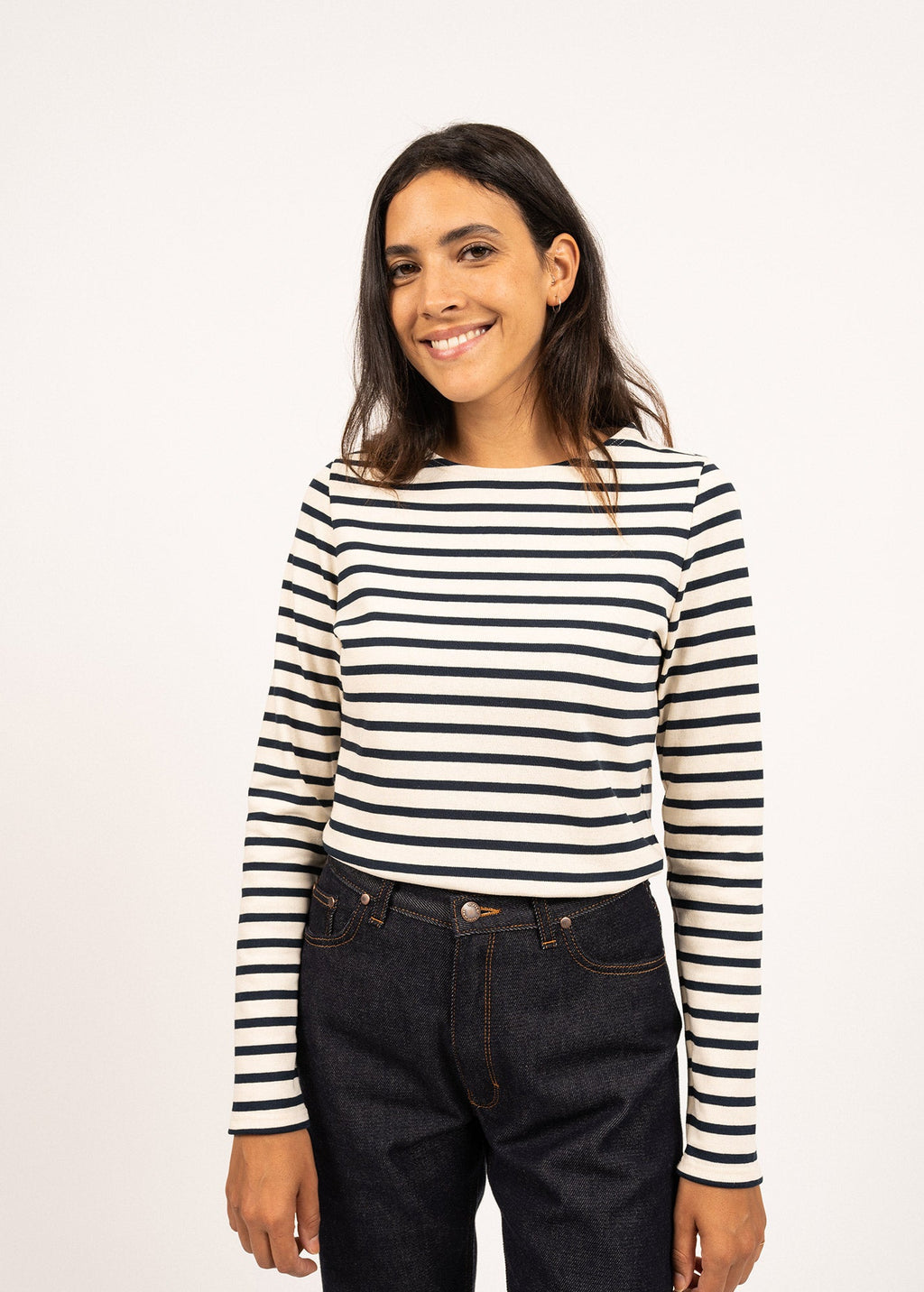 Saint James MERIDAME II - Authentic Breton Shirt | Heavyweight Cotton | Women Fit (ECRU / NAVY)