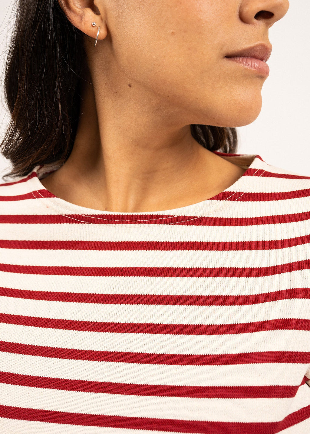 Saint James MERIDAME II - Authentic Breton Shirt | Heavyweight Cotton | Women Fit (ECRU / MAROON)