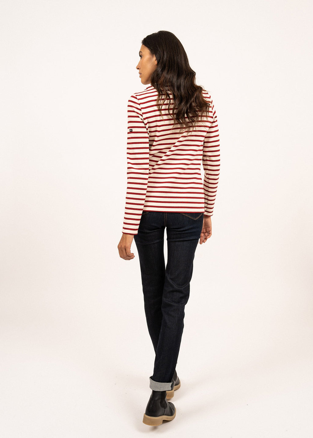 Saint James MERIDAME II - Authentic Breton Shirt | Heavyweight Cotton | Women Fit (ECRU / MAROON)