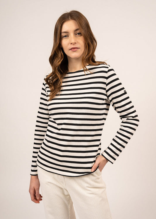 Saint James Meridame Ii Authentic Breton Shirt Heavyweight Cotton Women Fit Ivory Black