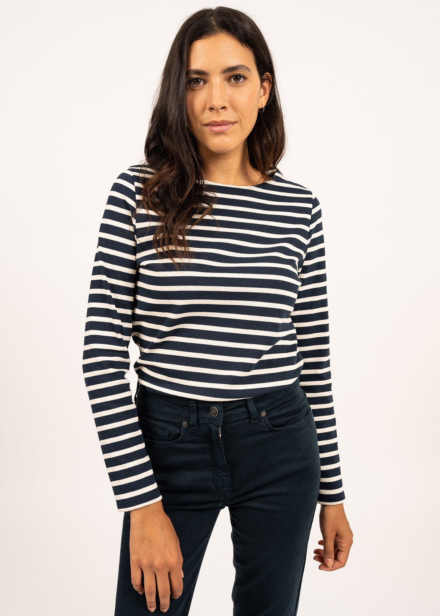 Saint James MERIDAME II - Authentic Breton Shirt | Heavyweight Cotton | Women Fit (NAVY / ECRU)
