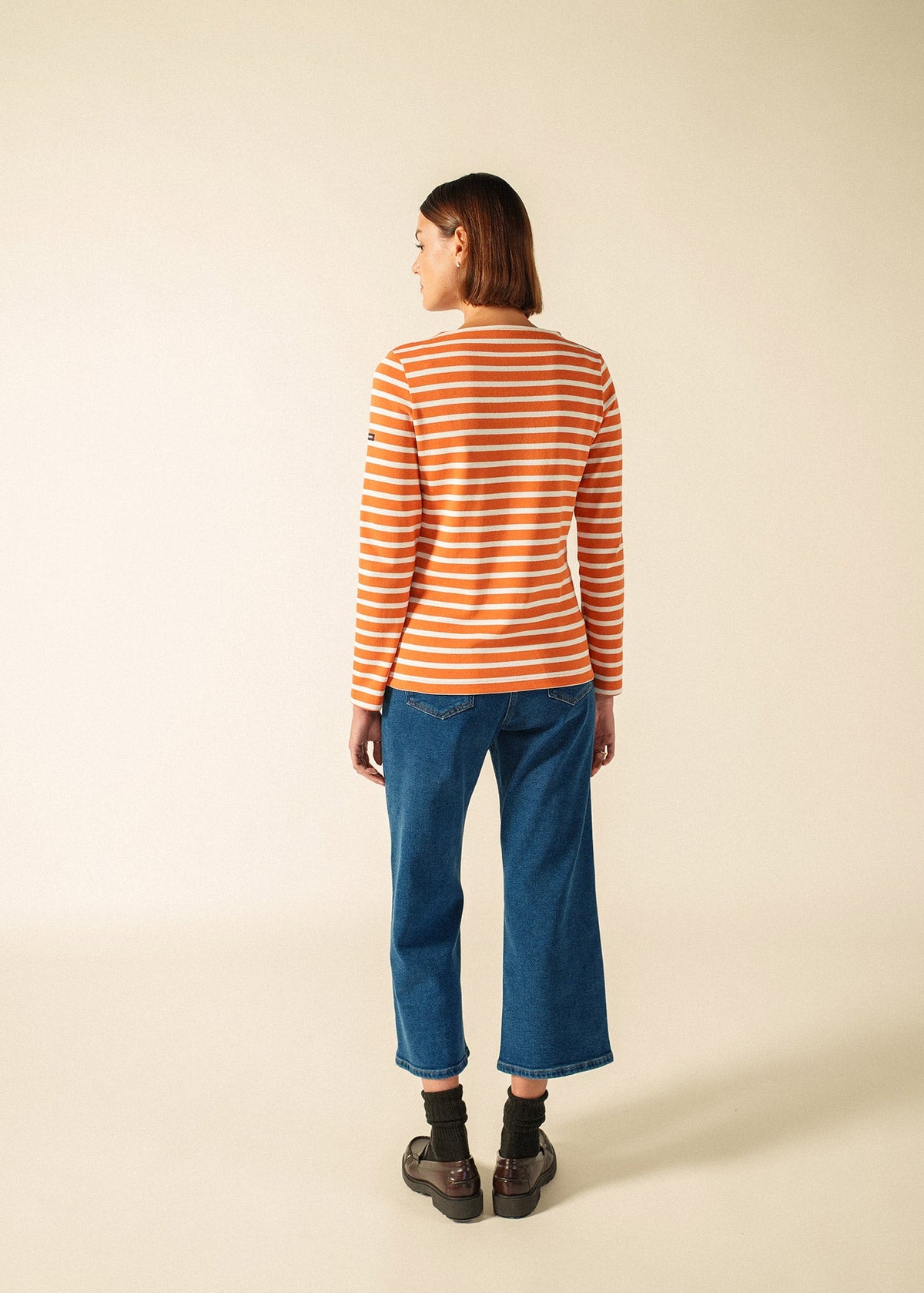 Saint James Meridame II Breton Shirt, Orange / Ivory