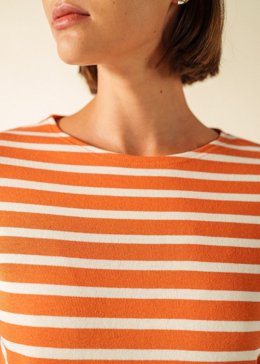 Saint James Meridame II Breton Shirt, Orange / Ivory
