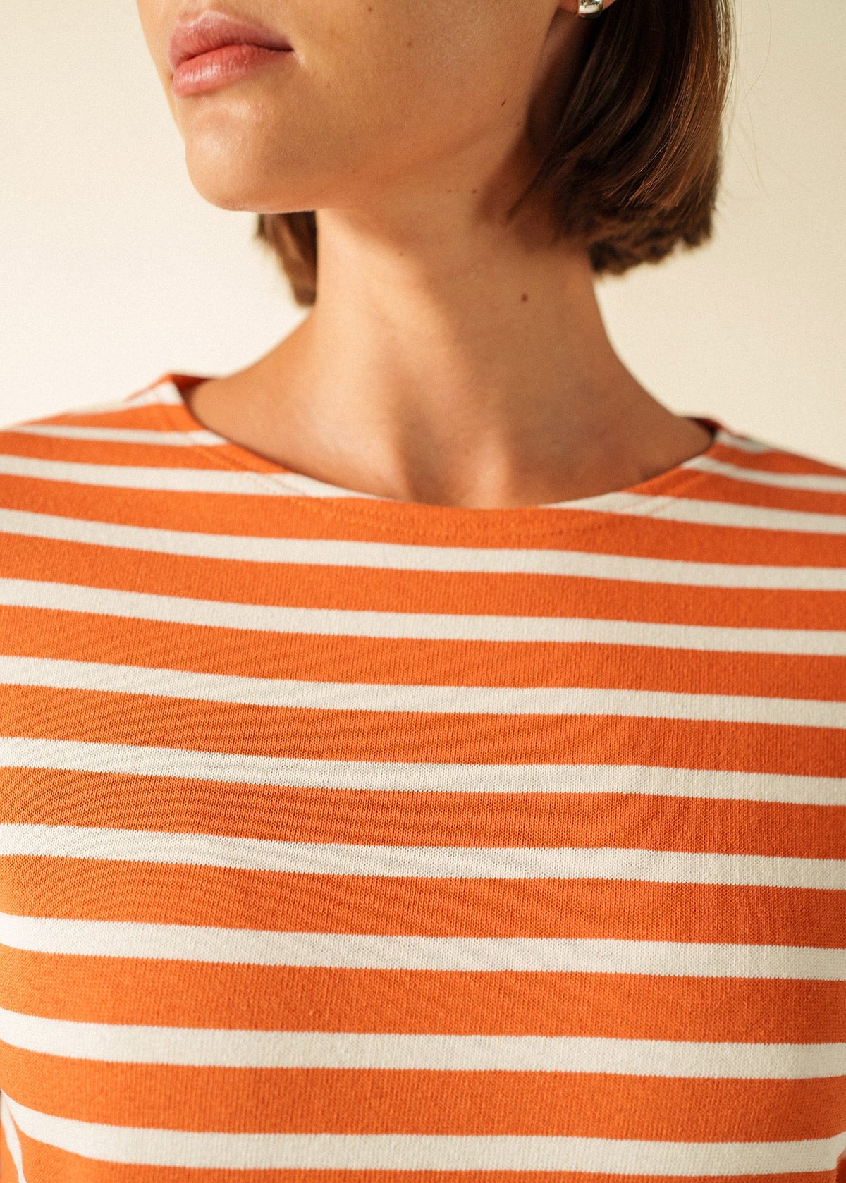 Saint James Meridame II Breton Shirt, Orange / Ivory