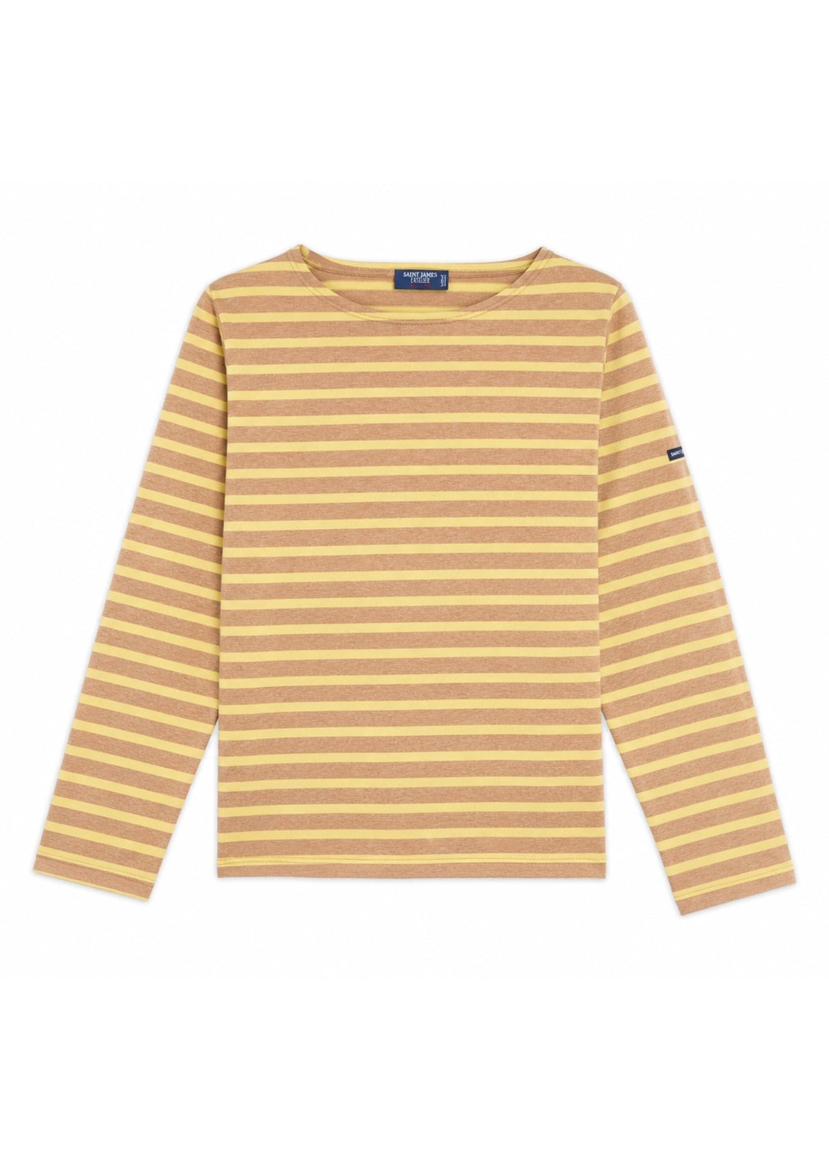Saint James Meridame II Breton Shirt, Beige Melange / Butter Yellow