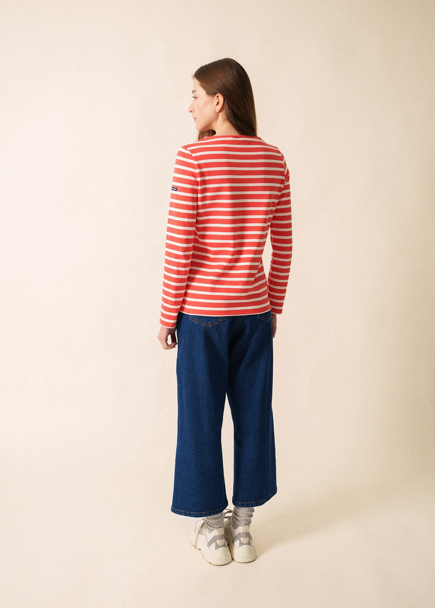 Saint James MERIDAME II - Authentic Breton Shirt | Heavyweight Cotton | Women Fit (CORAL / WHITE)