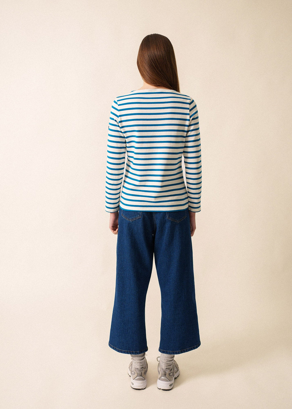 Saint James MERIDAME II - Authentic Breton Shirt | Heavyweight Cotton | Women Fit (IVORY / DEEP TEAL)