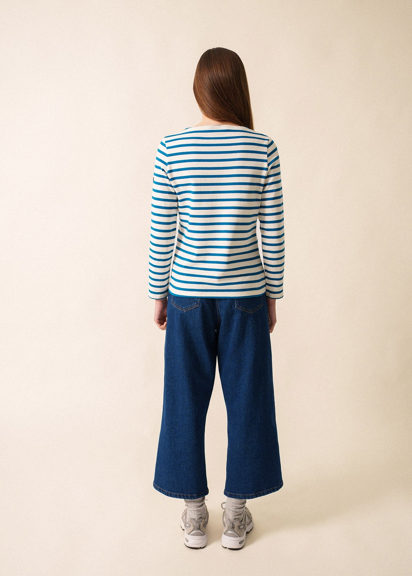 Saint James MERIDAME II - Authentic Breton Shirt | Heavyweight Cotton | Women Fit (IVORY / DEEP TEAL)