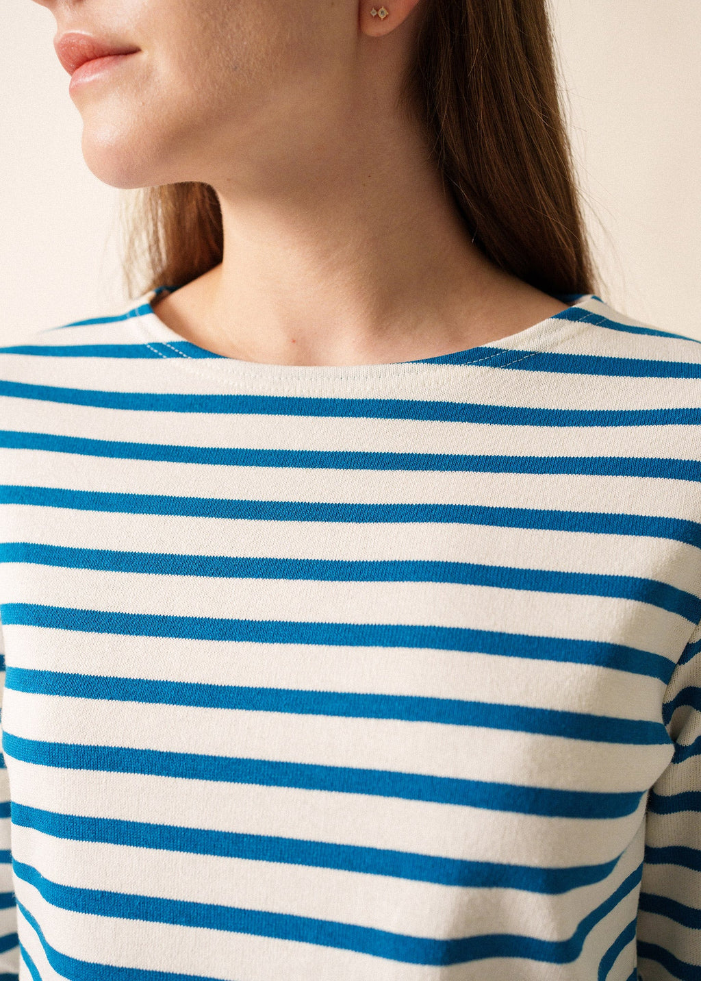Saint James MERIDAME II - Authentic Breton Shirt | Heavyweight Cotton | Women Fit (IVORY / DEEP TEAL)