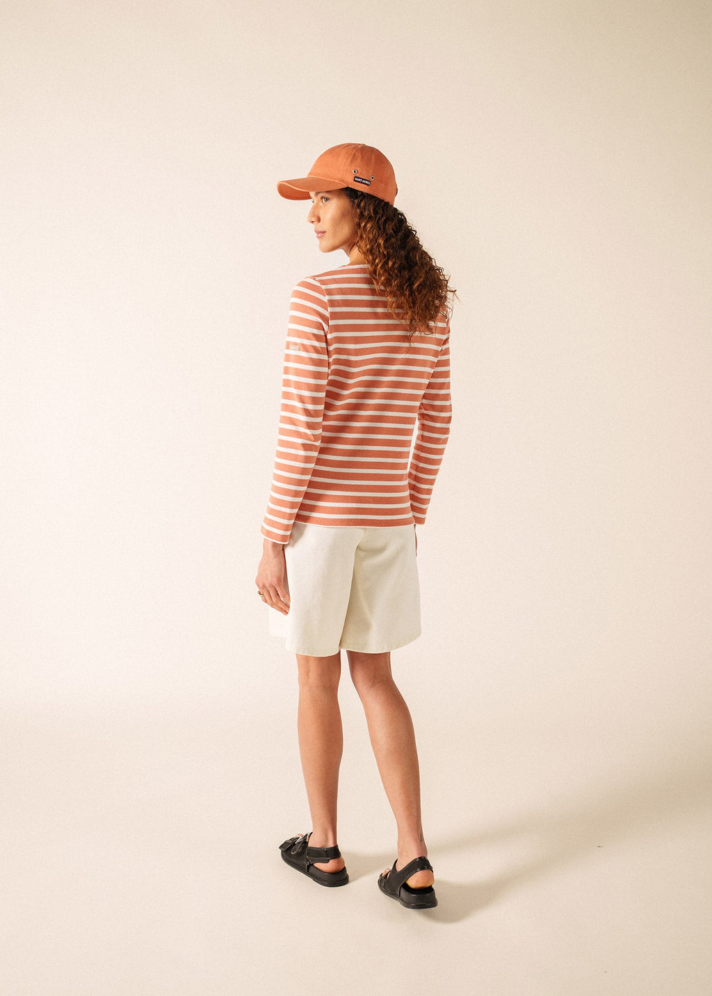 Saint James MERIDAME II Breton Shirt (CLAY / WHITE)