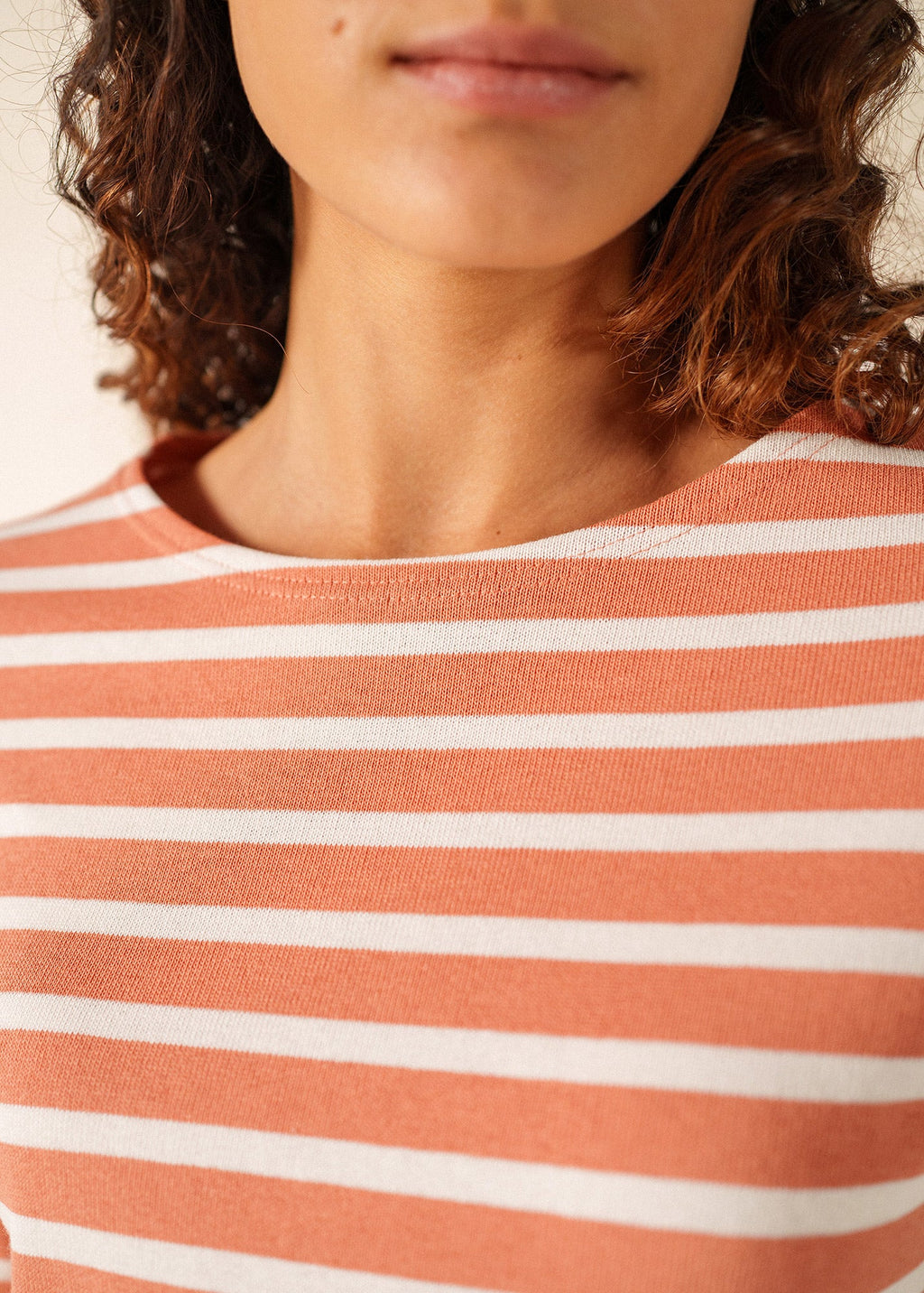 Saint James MERIDAME II Breton Shirt (CLAY / WHITE)