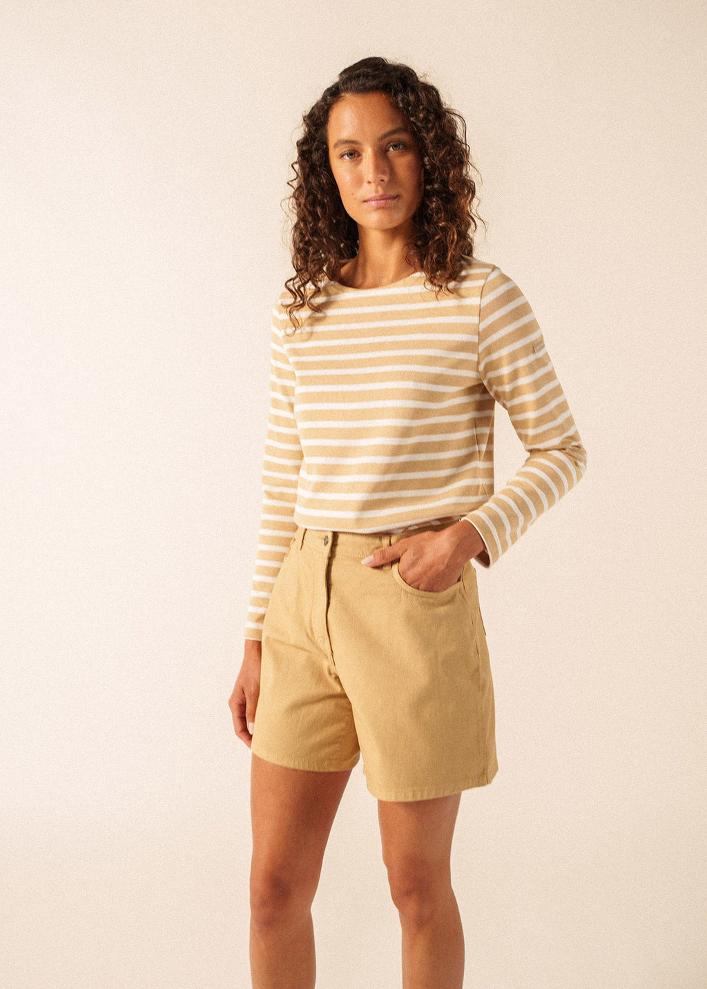 Saint James MERIDAME II Breton Shirt (SAIL CANVAS / WHITE)