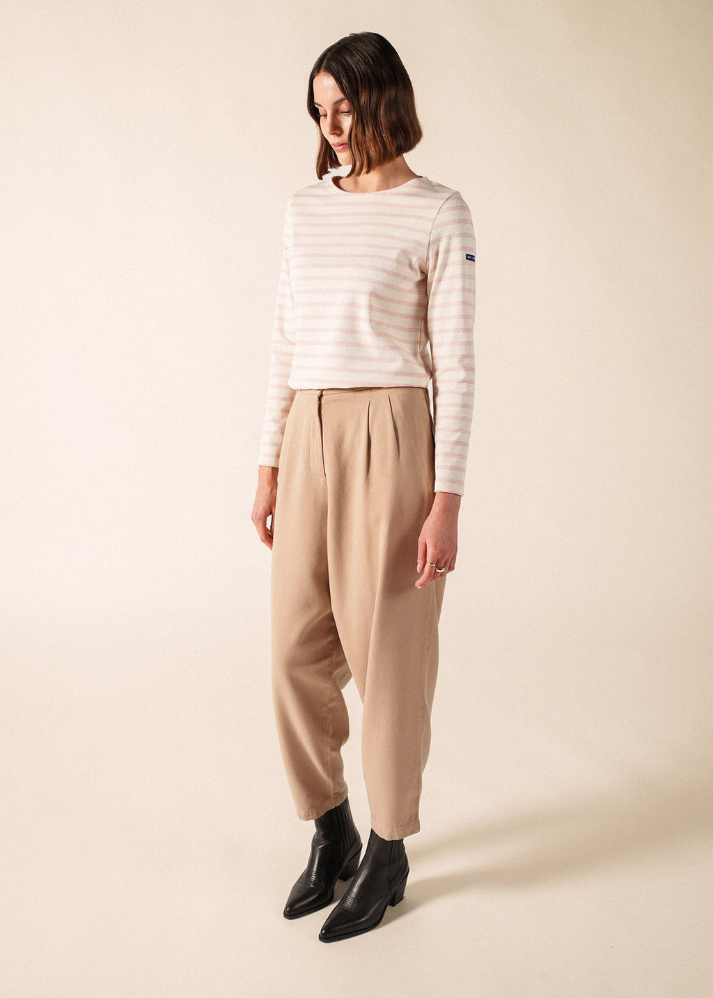 Saint James MERIDAME II Breton Shirt (ECRU/PALE PINK)