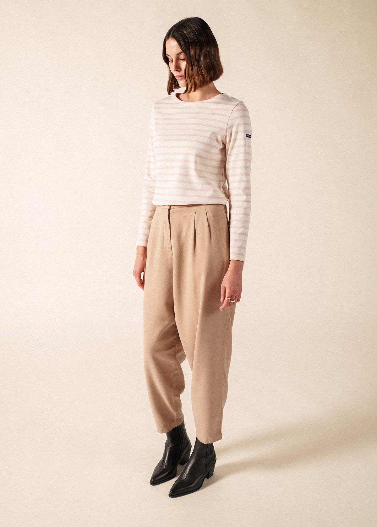 Saint James MERIDAME II Breton Shirt (ECRU/PALE PINK)