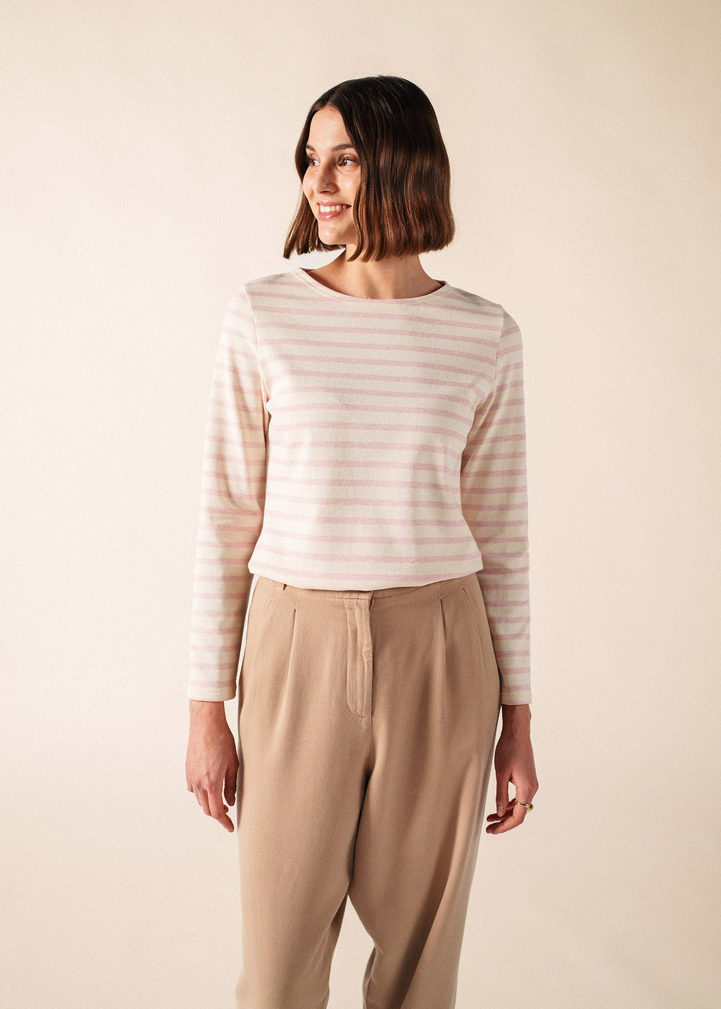 Saint James MERIDAME II Breton Shirt (ECRU/PALE PINK)