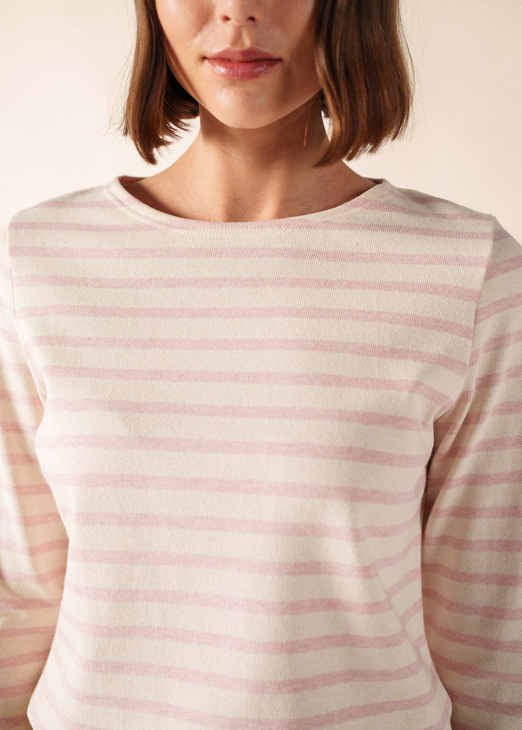 Saint James MERIDAME II Breton Shirt (ECRU/PALE PINK)