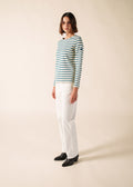 Saint James Meridame II Breton Shirt, Ecru / Coastal Blue Melange
