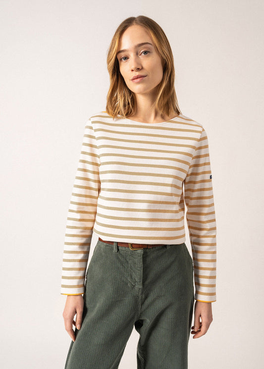 MERIDAME II - Authentic Breton Shirt | Heavyweight Cotton | Women Fit (IVORY / BEIGE)