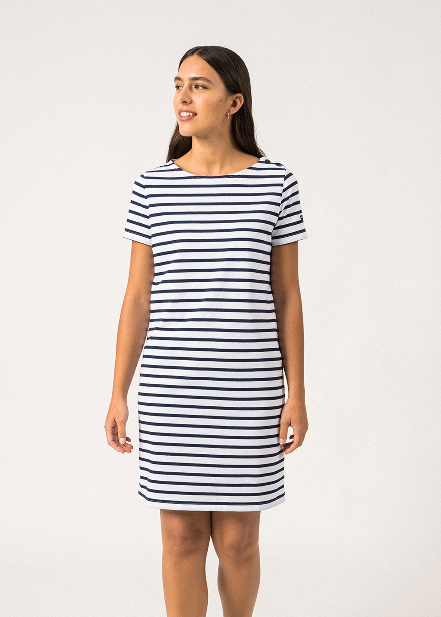 Villefranche Nautical Dress (WHITE / NAVY)