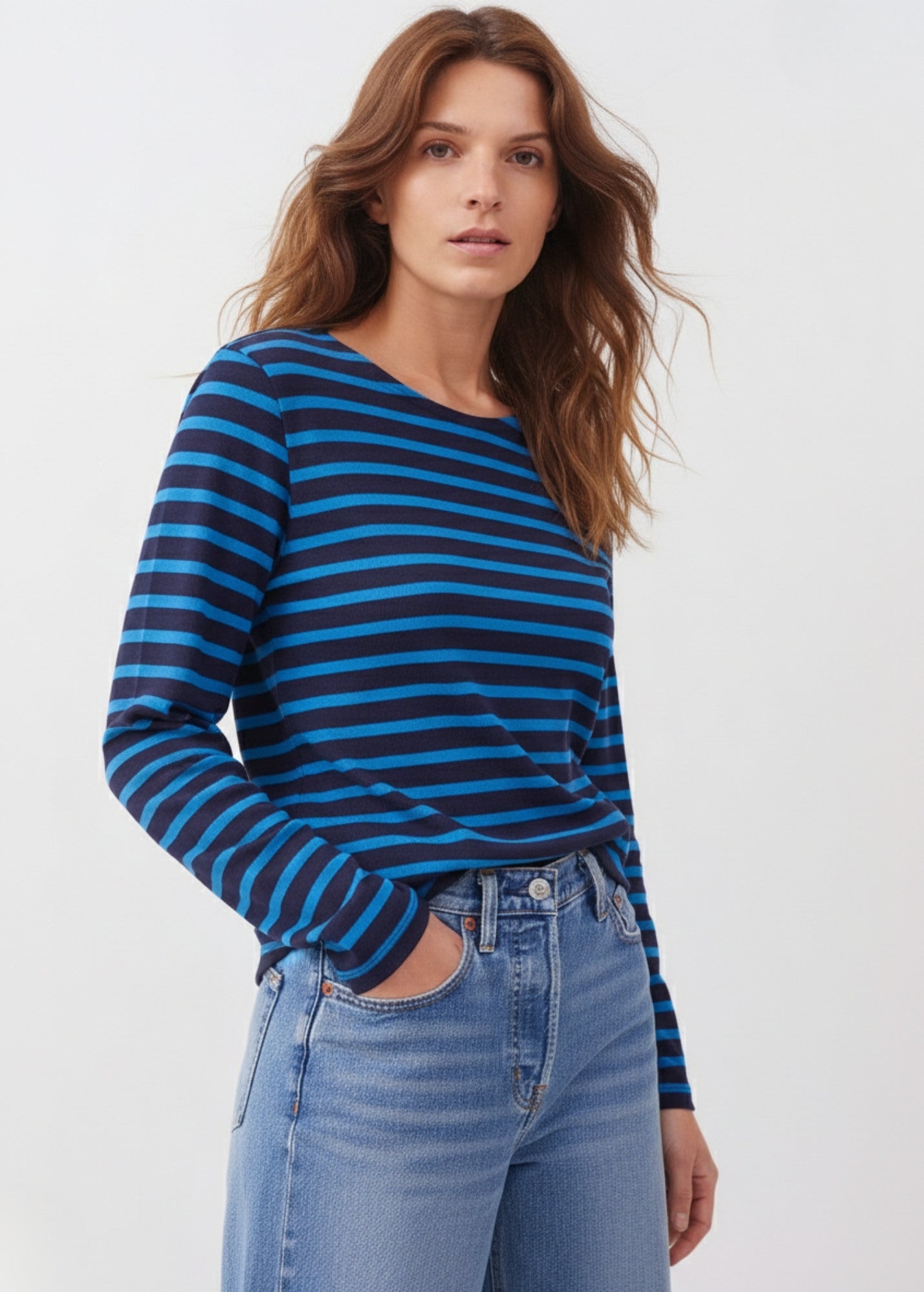 Saint James MERIDAME II - Authentic Breton Shirt | Heavyweight Cotton | Women Fit (NAVY / DEEP TEAL)