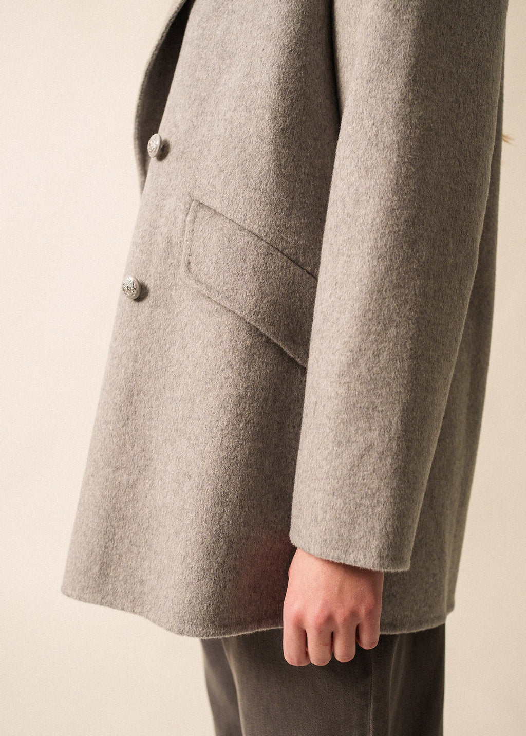 Saint James ST ELINA - Double-Breasted Soft Wool Peacoat (GRAY)